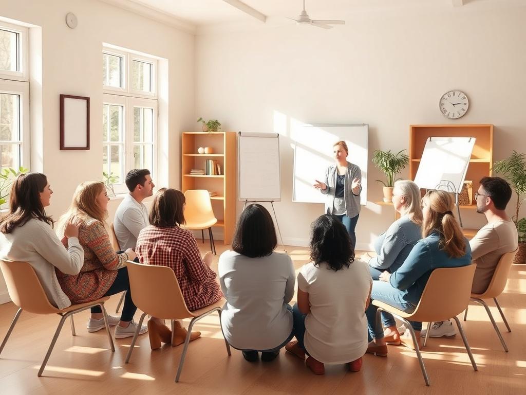 A warm and inviting setting for a parent workshop, featuring