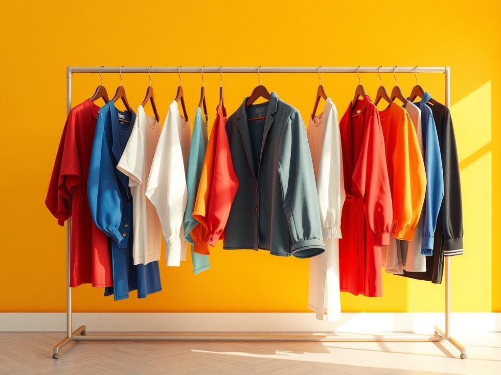 A realistic high resolution of a stylish clothing display featuring