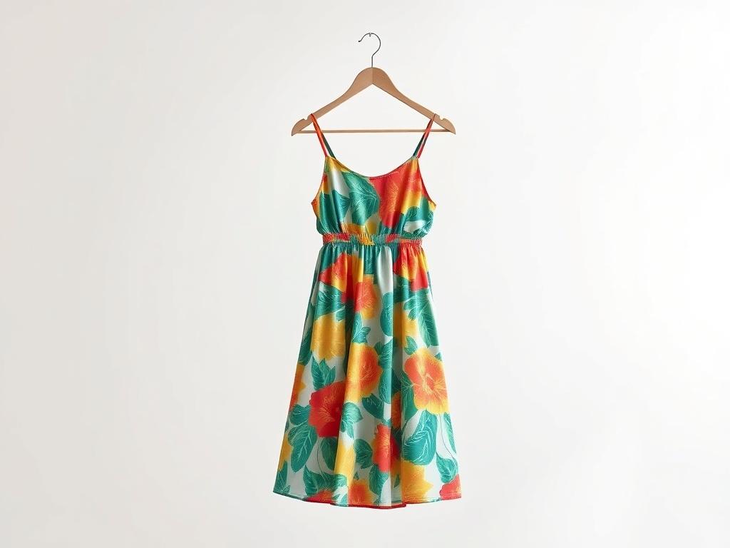 A realistic high resolution of a stylish summer dress hanging