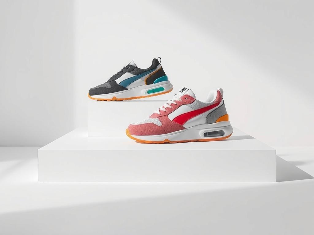 A realistic high resolution of trendy sneakers displayed on a