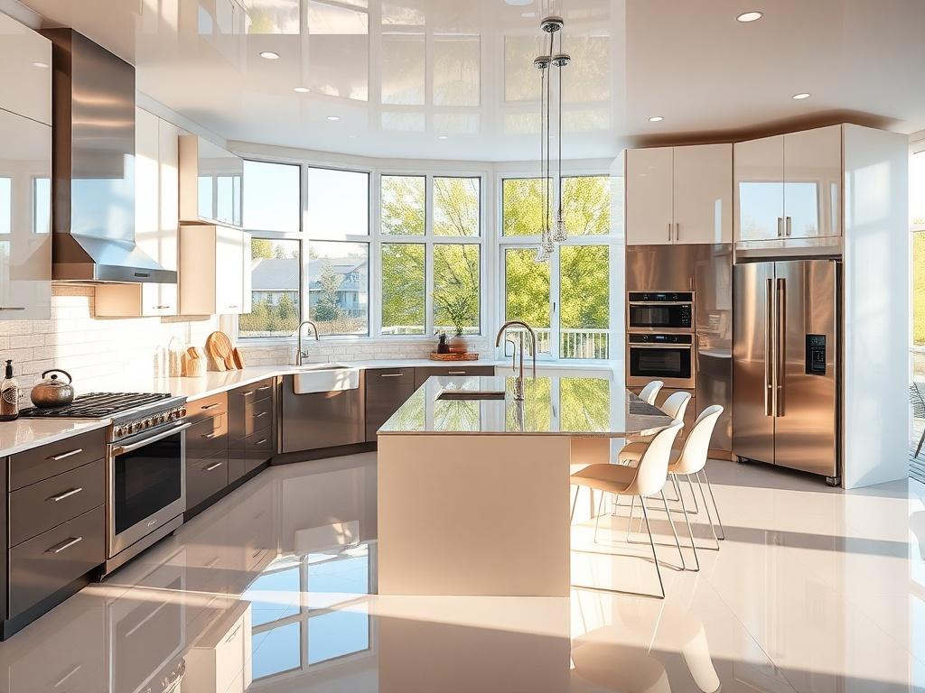 A beautifully renovated kitchen featuring modern appliances, sleek cabinetry, and