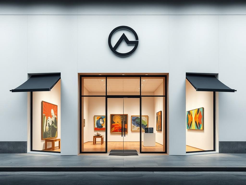 A high resolution image of a modern art gallery with