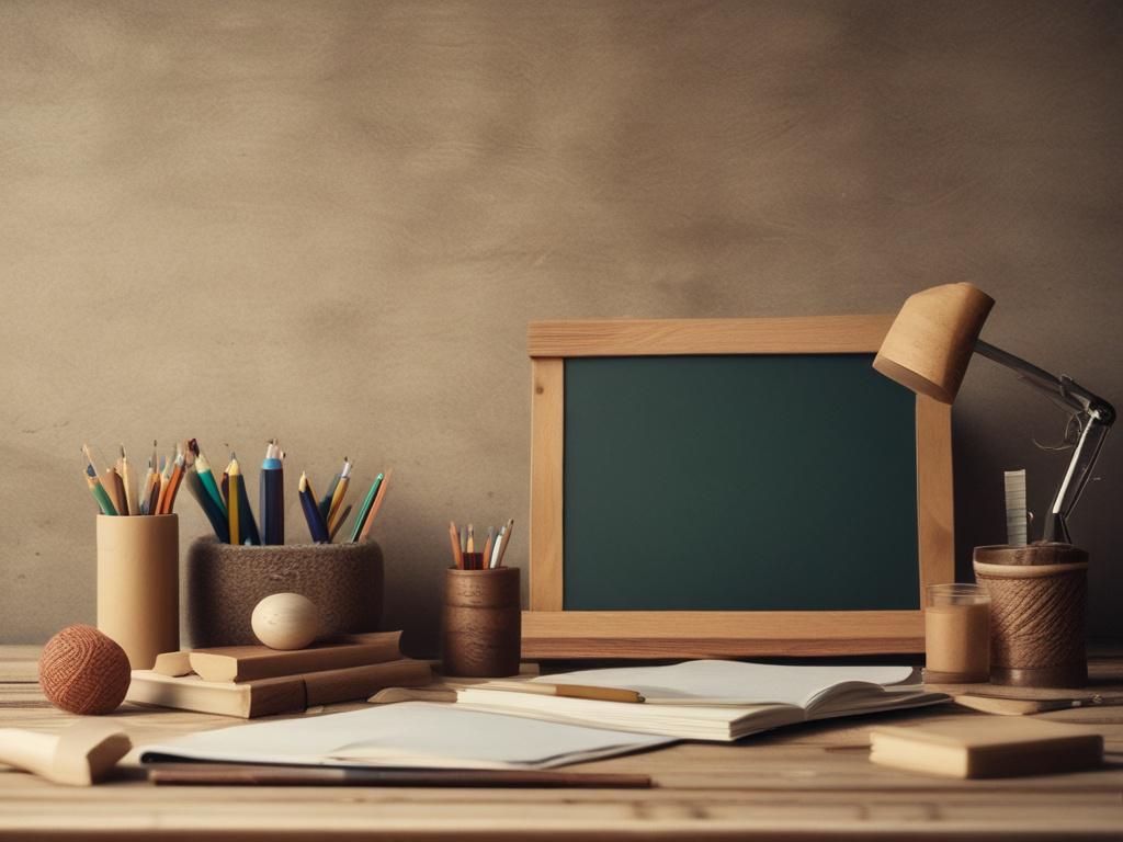 tactile learning materials on a classroom desk, high resolution, rustic