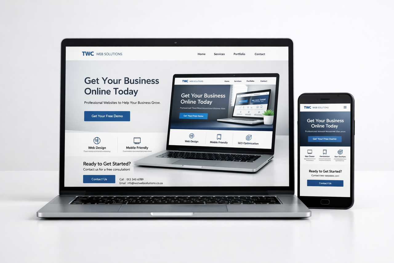 Professional website mockup on laptop and mobile