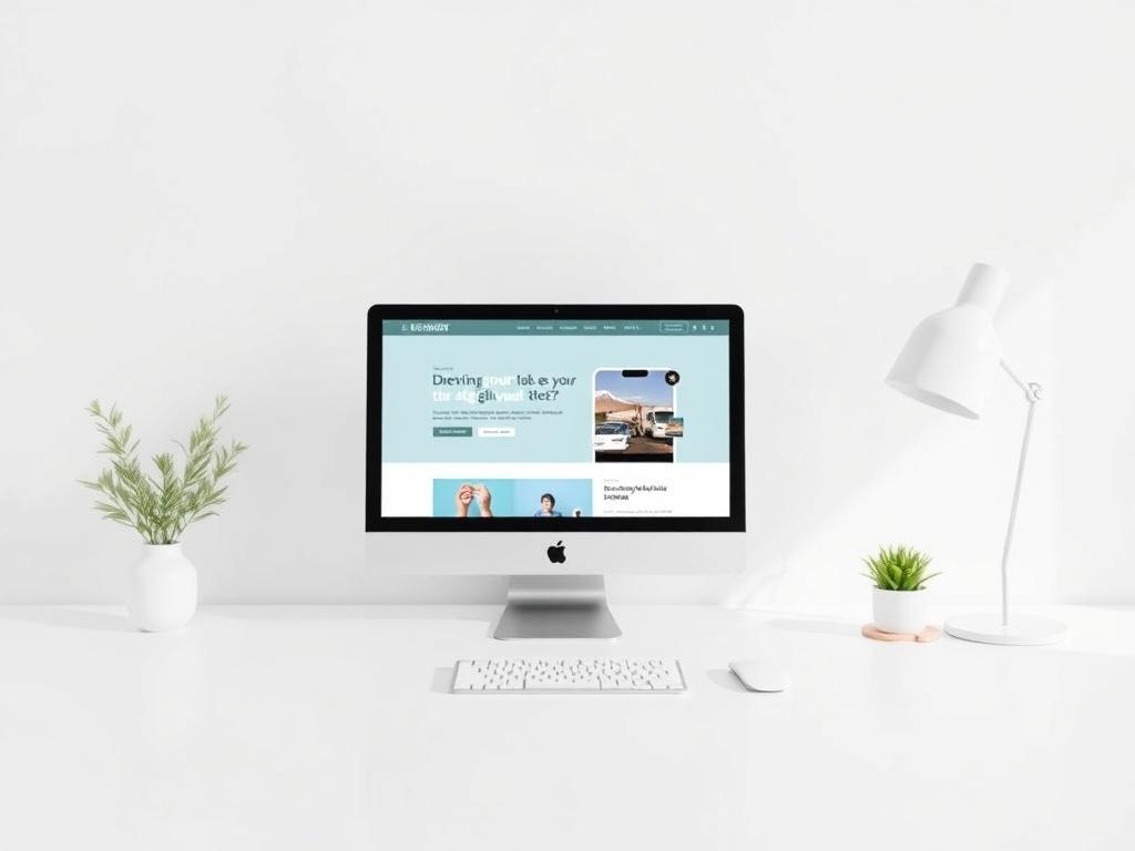 A realistic high resolution image featuring a clean, minimalistic workspace