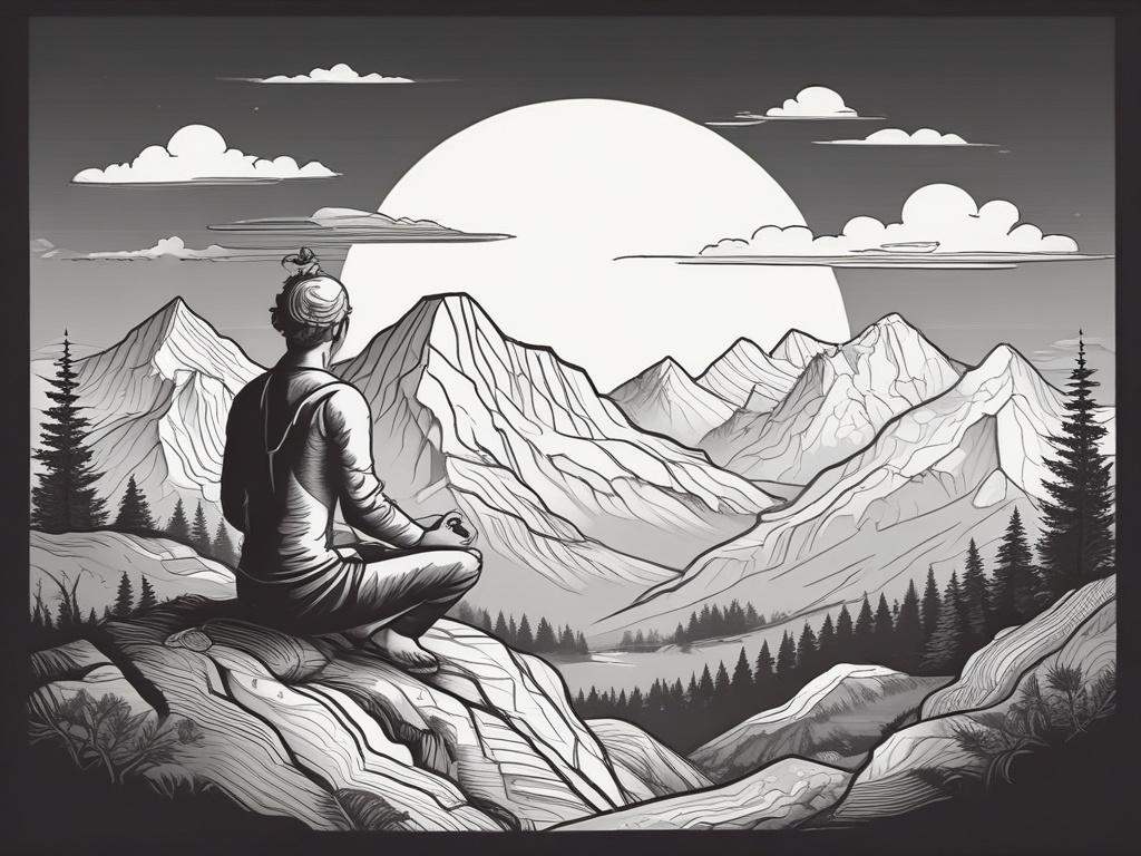 A simple and clear illustration of a person meditating on