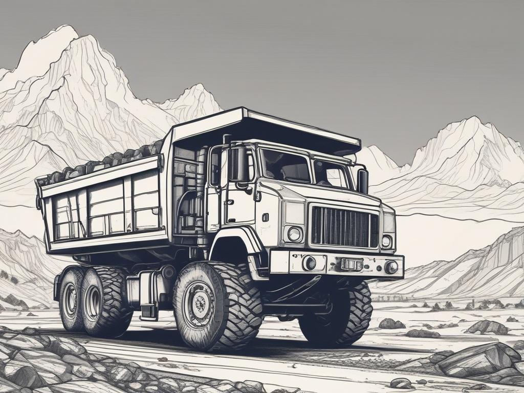 Create a high-quality illustration featuring a single, prominent subject that embodies the theme of "Rohstoffe als Investment: Bedeutung für Schweizer Anleger." The illustration should portray a striking, detailed representation of a mining truck filled with various raw materials, such as gold, copper, or oil barrels, symbolizing the essence of natural resources investment.

The composition should be simple and clear, with the mining truck positioned centrally, occupying a significant portion of the image w
