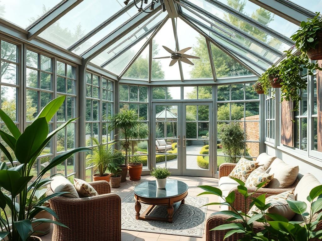 A hyper realistic close up of a custom designed conservatory,