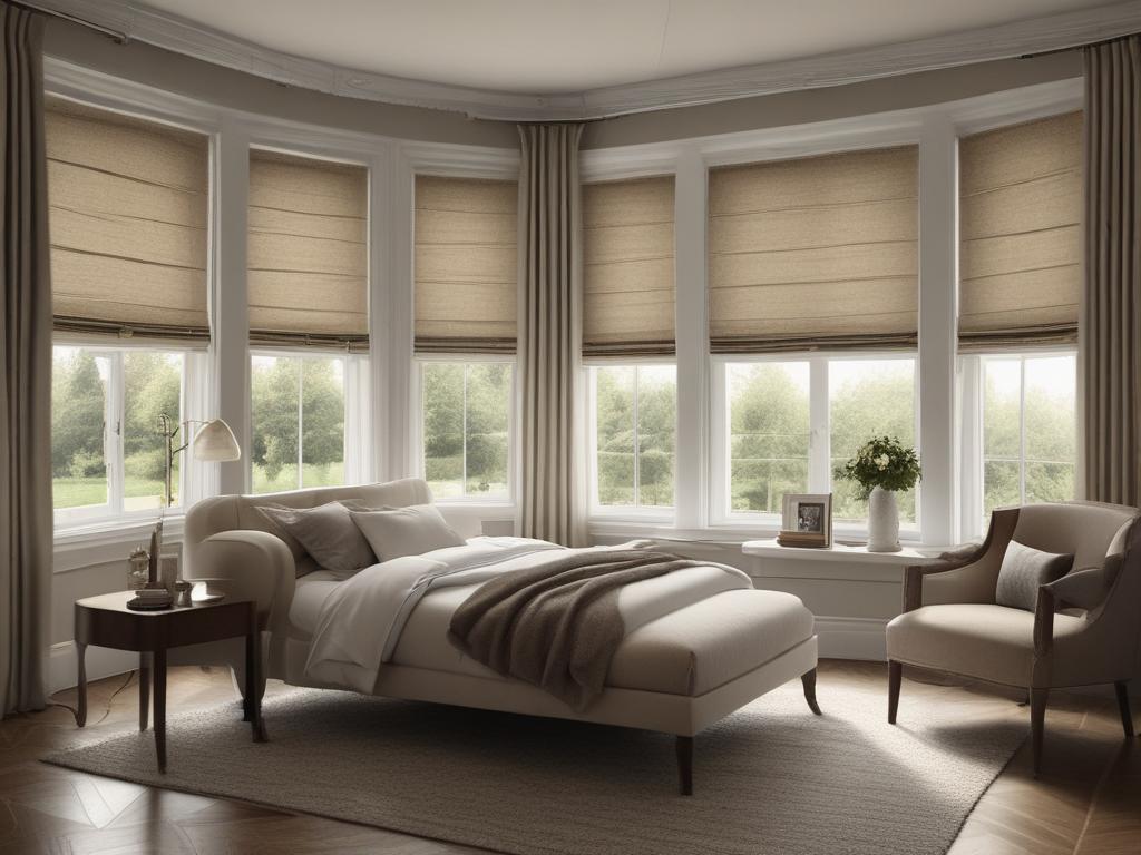 luxurious roman shades, elegant design, rich textures, stylish interiors