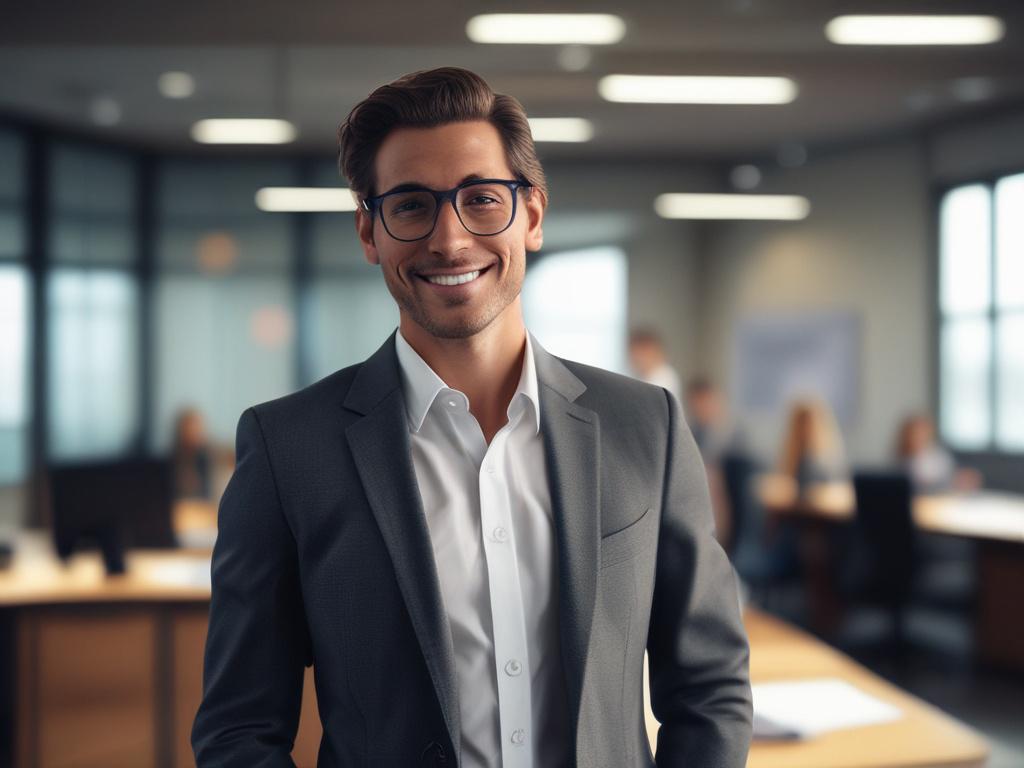 A close up shot of a confident business professional in