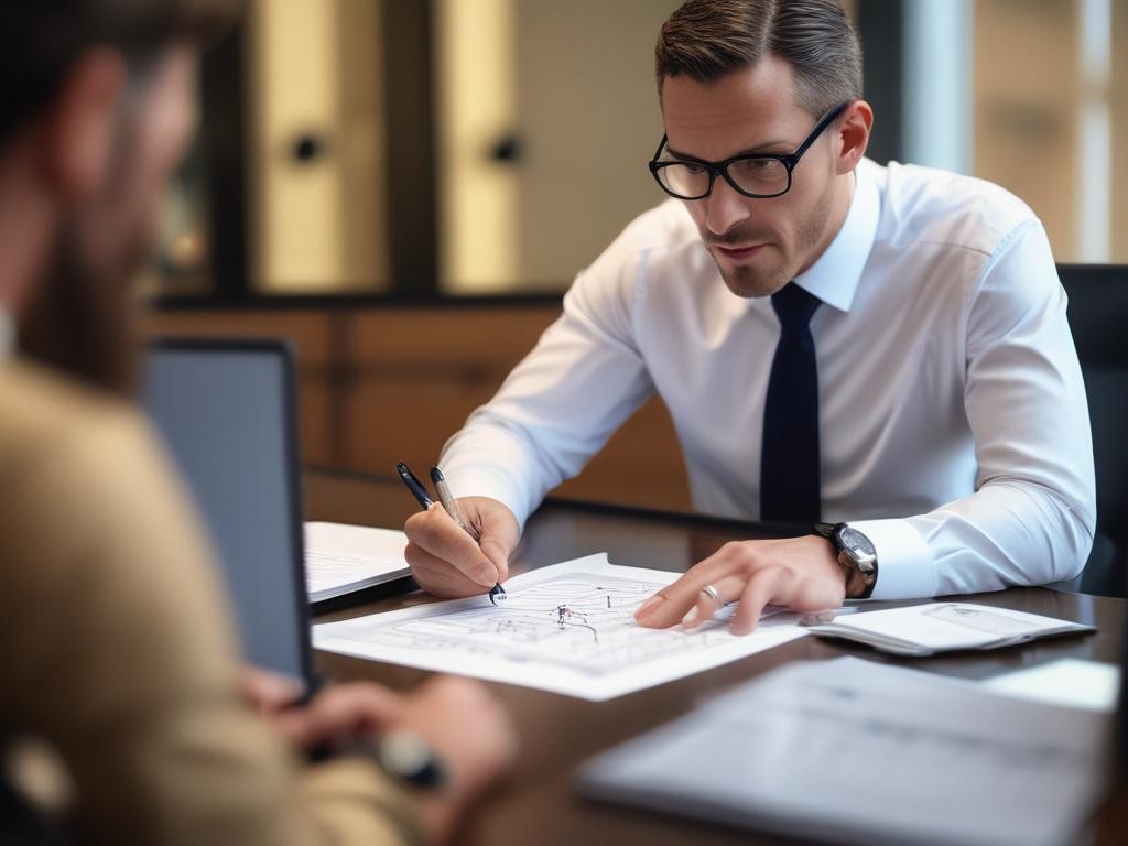 A close up shot of a financial advisor explaining investment