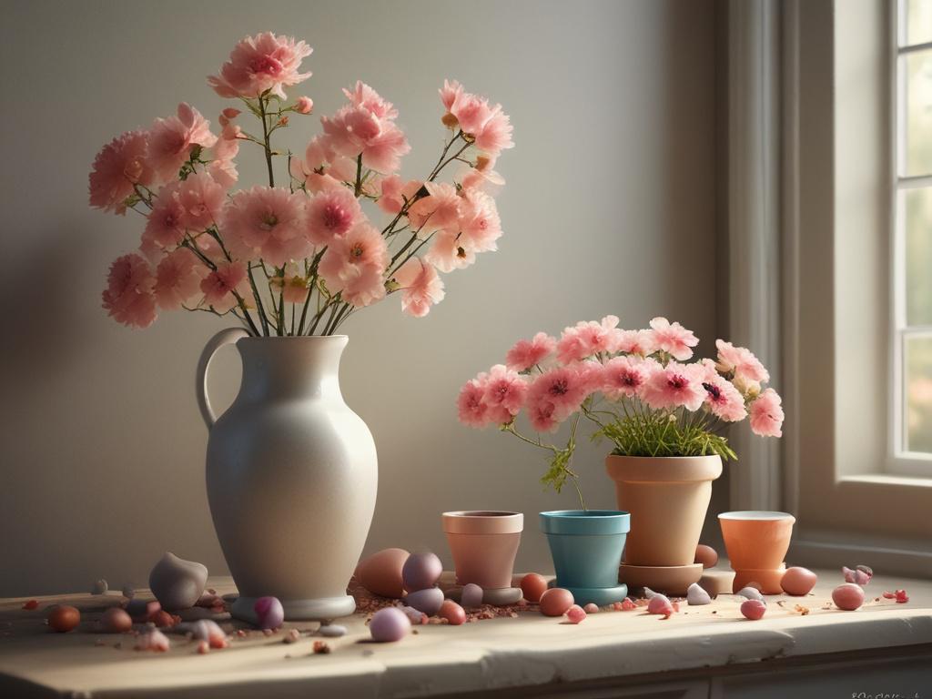 realistic image of a memory blossom collection featuring colorful flower