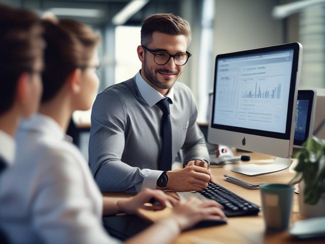 **AI Image Generation Prompt:**

Create a hyper-realistic, high-resolution close-up image of a professional and engaging workplace scene that showcases a human resources manager conducting an onboarding session. The subject should be a confident, middle-aged woman of Asian descent, wearing smart business attire, sitting at a modern wooden desk. She is smiling and looking warmly at a new employee who is seated across from her, attentively taking notes. 

Ensure the background is softly blurred to maintain fo