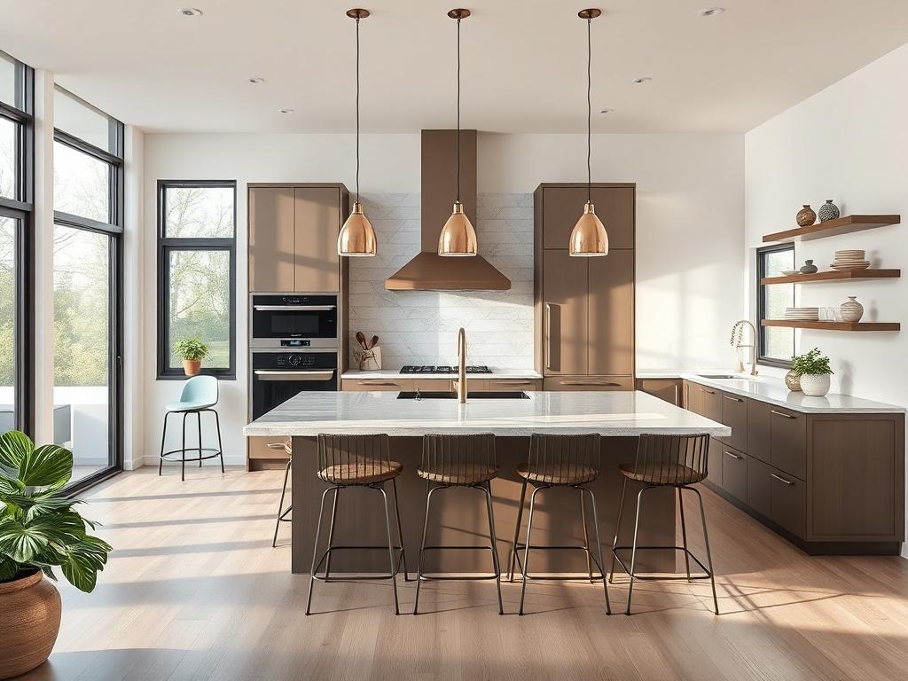 A beautifully renovated kitchen showcasing modern design elements, featuring a