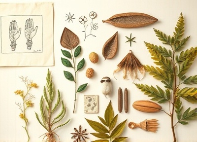 Ethnobotany concept with botanical knowledge and cultural heritage