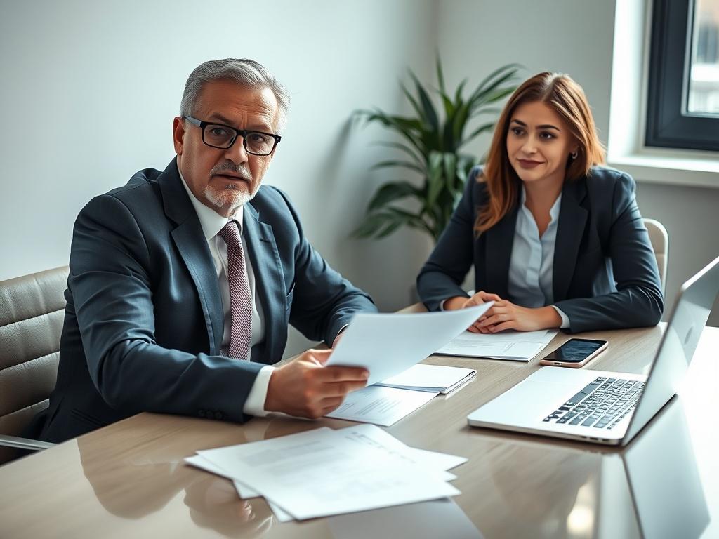 A hyper realistic close up shot of a confident consultant