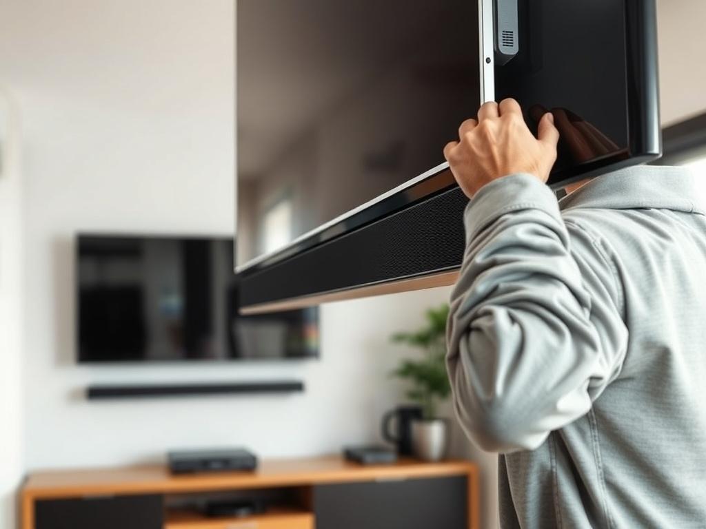 A close up shot of a technician installing a sleek