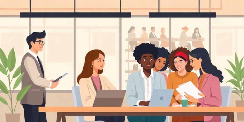 Diverse professionals in modern office