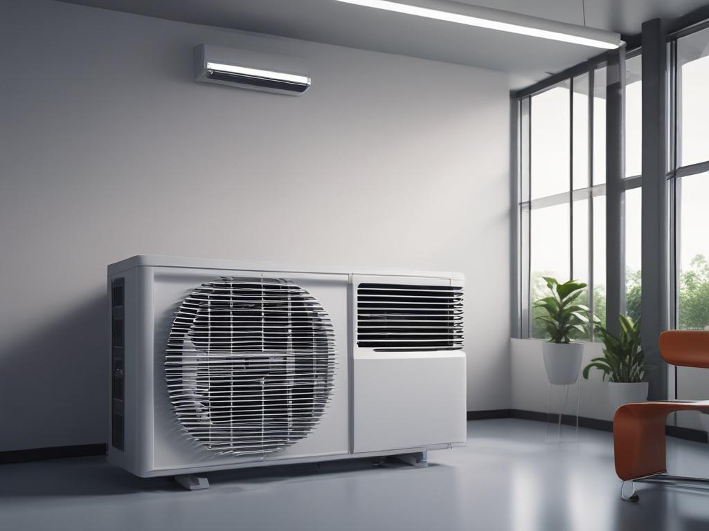 A close up shot of a sleek, modern air conditioning