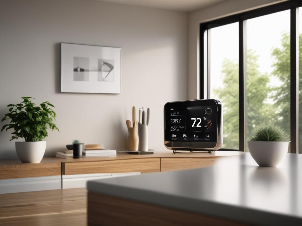 A close up shot of a user friendly smart thermostat