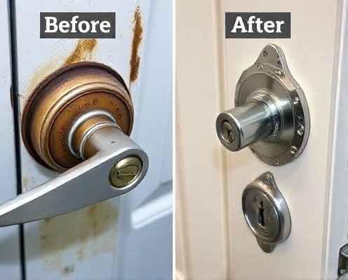 Before and after lock replacement