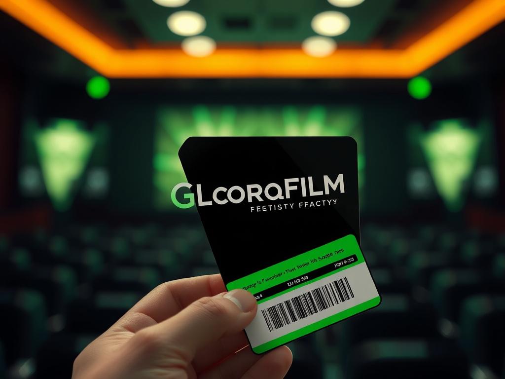 A photorealistic image of a sleek, stylish festival pass with