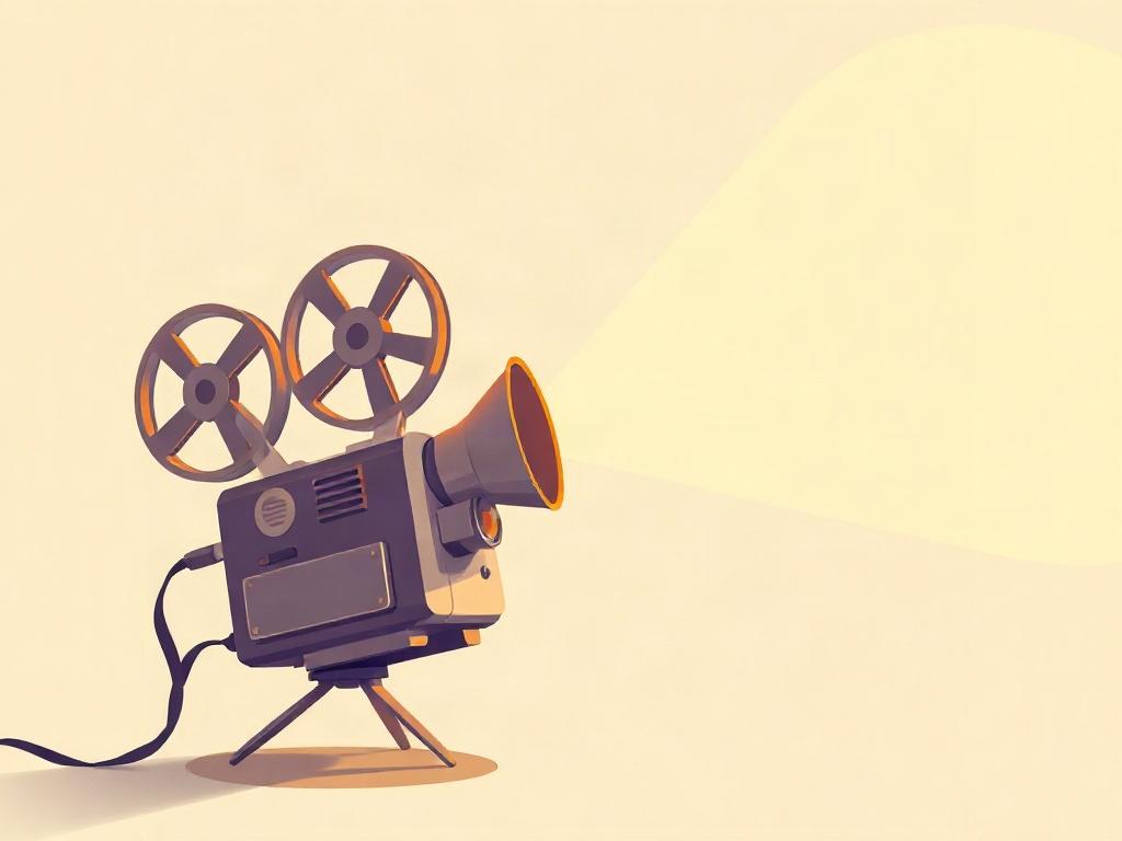 **Prompt for AI Image Generator:**

Create a high-quality illustration representing the theme of "Official Launch" for the Gloriafilm Society. The composition should be simple and clear, featuring a single subject: a vintage film projector casting a bright beam of light. The projector should be detailed and elegant, showcasing its classic design, with elements like film reels and a polished exterior to convey a sense of nostalgia and passion for cinema.

The background should be a soft pastel color, providi