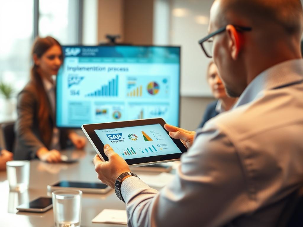A close up shot of an SAP consultant explaining the