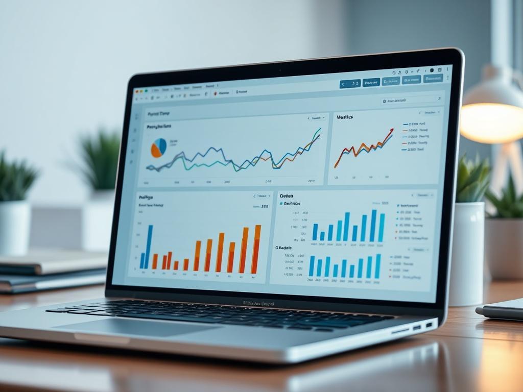 A close up shot of a detailed analytics dashboard on