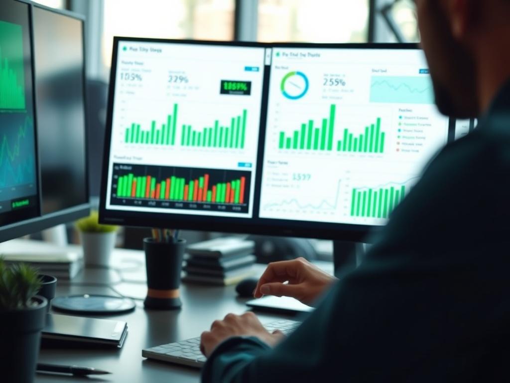 A close up shot of a person analyzing data on