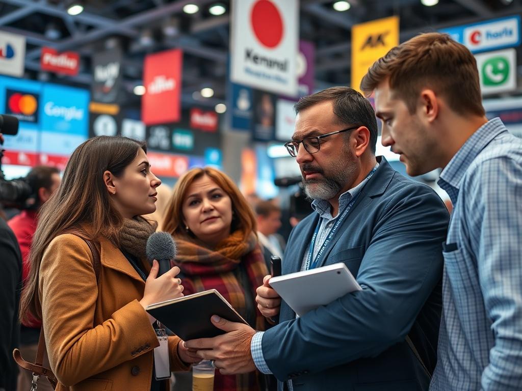 A close up shot of a diverse group of journalists