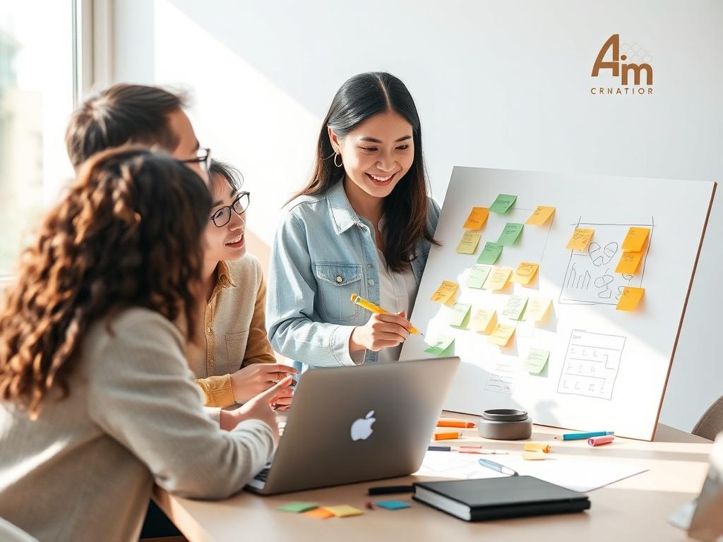 **Prompt for AI Image Generator:**

Create a highly detailed, realistic high-resolution photo that captures the essence of "The Importance of User-Centered Design." The composition should be simple and clear, featuring a single subject in the center of the frame. 

**Subject Matter:** 
Show a diverse group of UX/UI designers engaged in a collaborative brainstorming session. Focus on one designer, a young woman of Asian descent, illustrating her actively sketching user interface designs on a large whiteboard