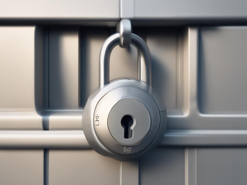 A close-up shot of a professional looking secure lock on a digital background, emphasizing trust and security. The composition is simple and clear, with a focus on the lock and a blurred background to create depth. The color scheme incorporates rgb(50, 170, 39) for a cohesive look.