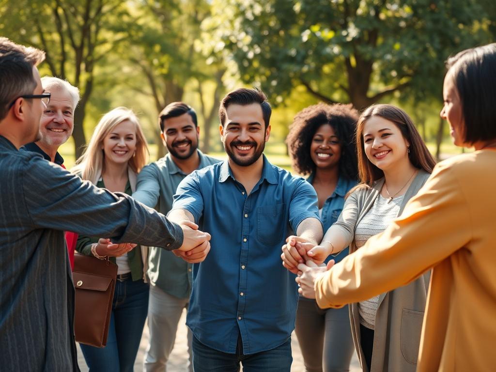 A close up shot of a diverse group of people