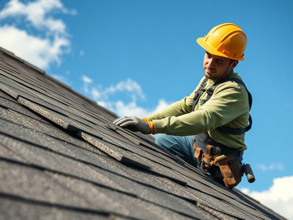 A close up shot of a roofing installation in progress,