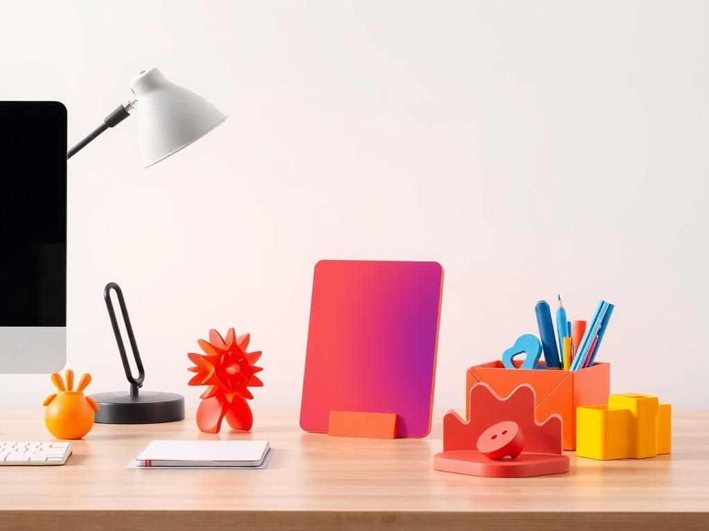 A realistic high resolution of a clean, minimalistic workspace featuring