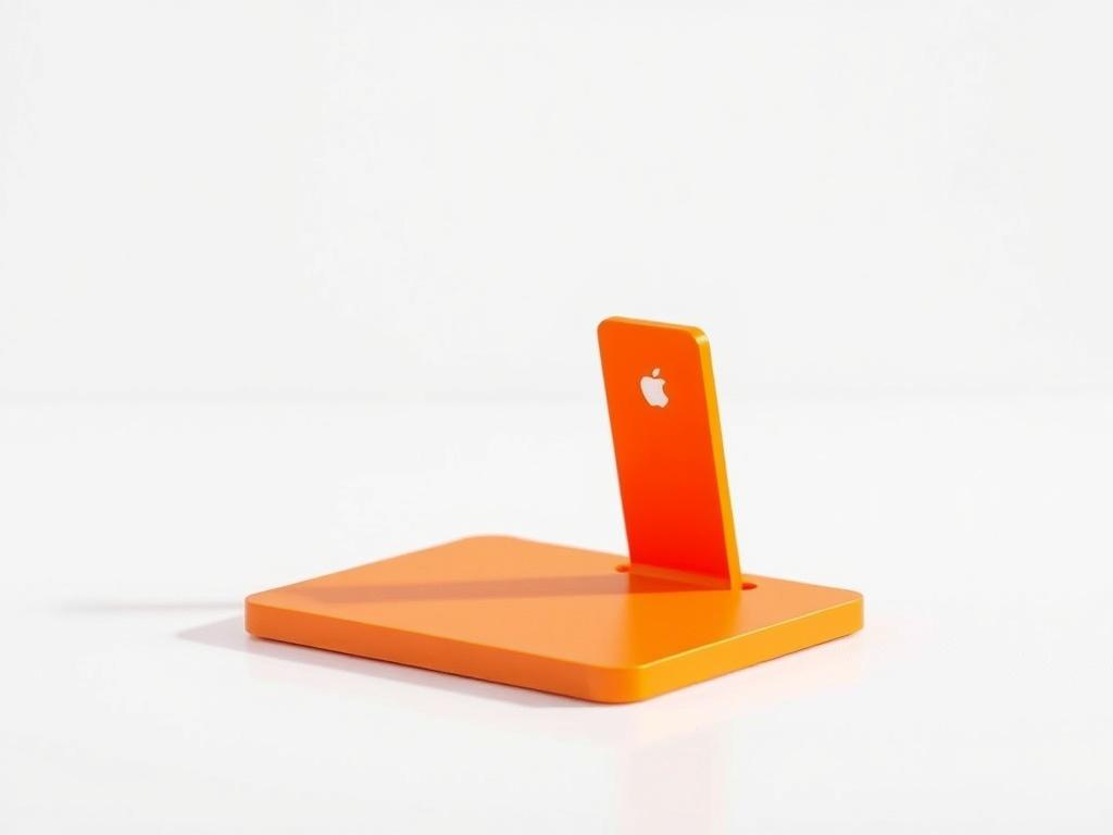A minimalistic and photorealistic 3D printed stand, showcasing a vibrant