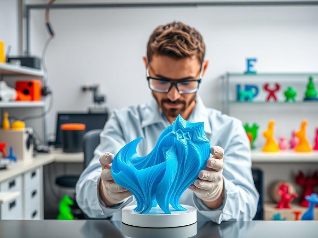 A completed 3D printed item displayed prominently in a quality