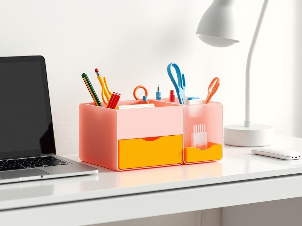 A high resolution image of a 3D printed organizer, featuring
