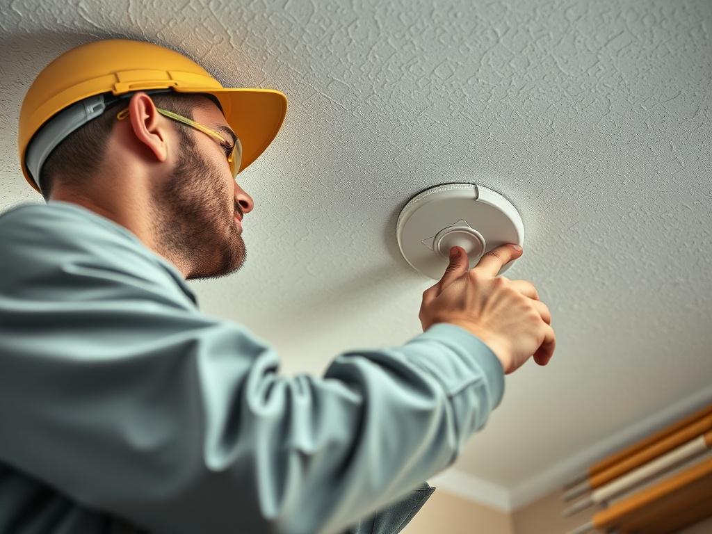A close up shot of a professional fixing a ceiling,