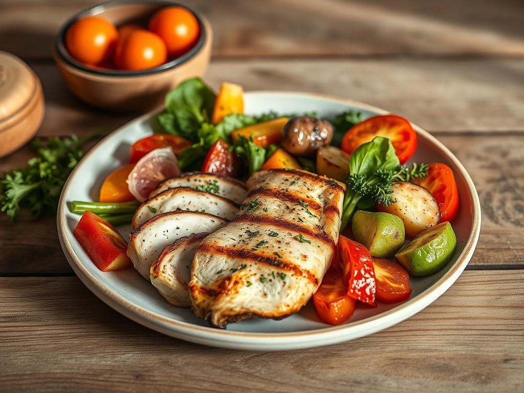 A beautifully arranged plate of high protein, low carb meal