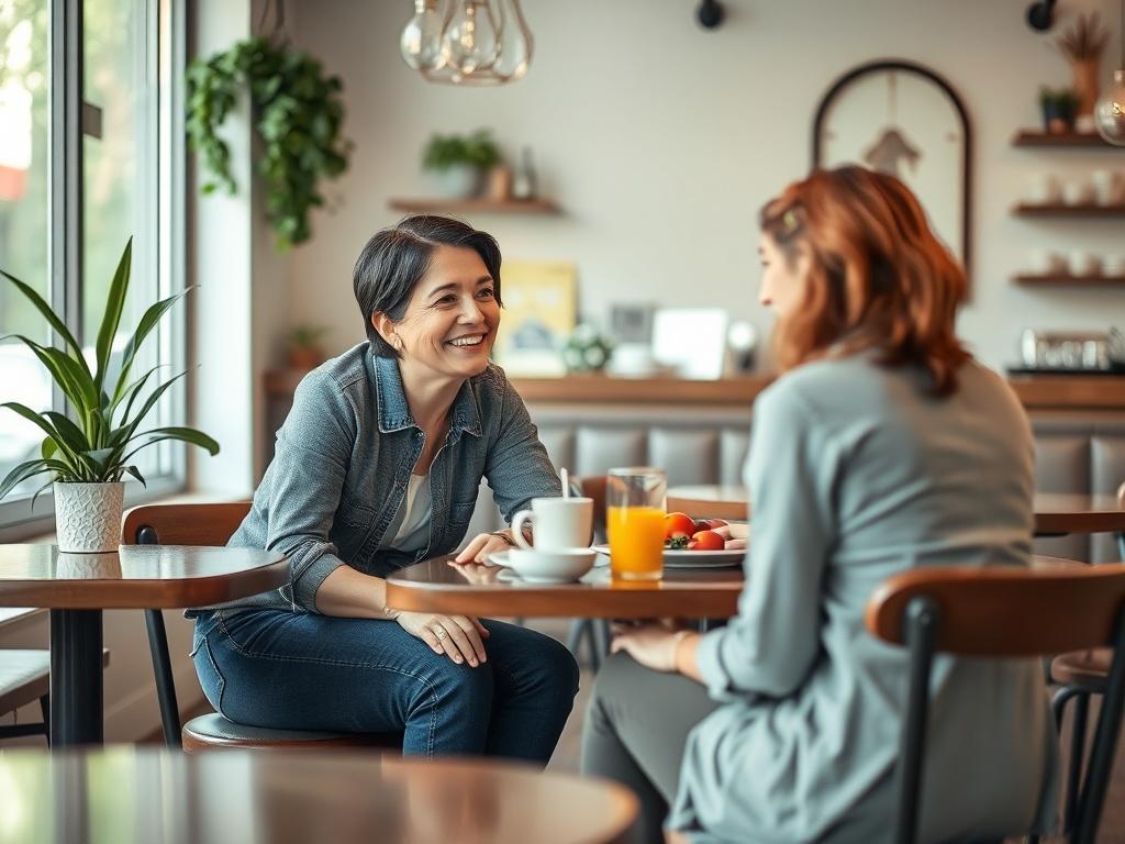 A friendly nutrition coach sitting across from a client at