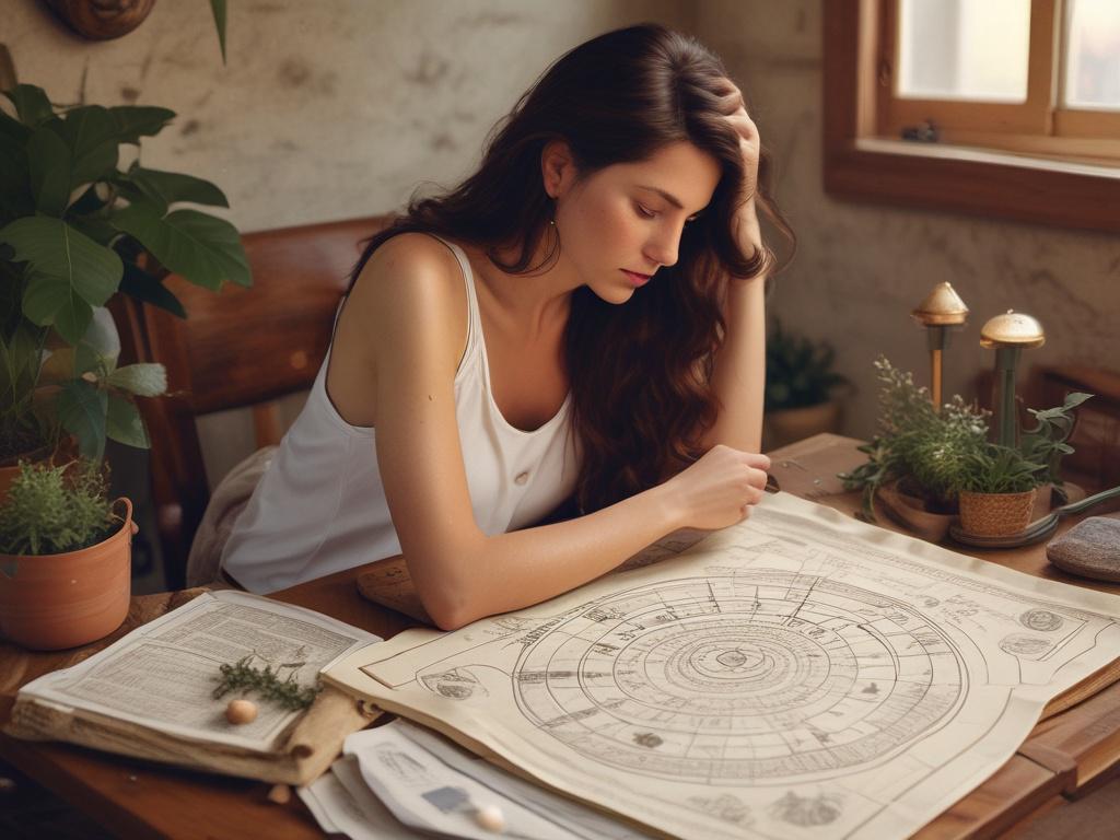 A realistic high resolution portrait of a serene woman studying
