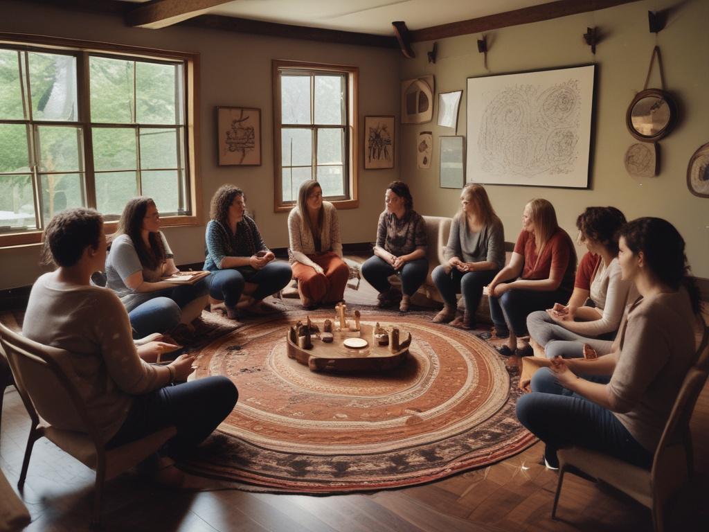 A lively astrology workshop in a cozy, well lit room