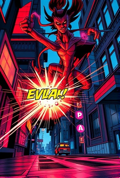 Preview page showing Red using his powers against mystic evil in urban setting
