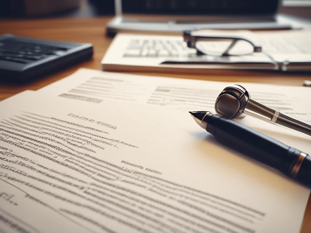 A high-resolution, close-up image of a well-organized legal report on a sleek desk, with a pen beside it. The report should be neatly presented, showcasing graphs, timelines, and highlighted text, all set against a modern office backdrop that conveys professionalism and clarity.