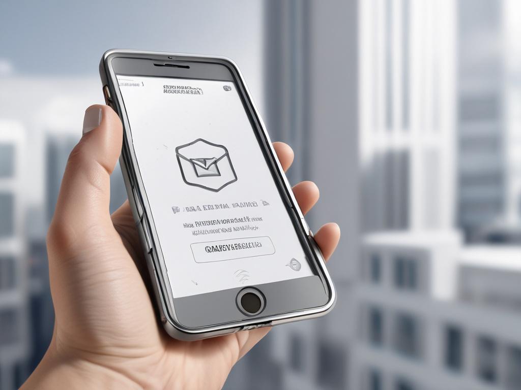 A close-up shot of a smartphone displaying an email notification about a Free Case Audit. The background features subtle white and light gray architectural lines, symbolizing communication and connectivity in the legal field. The image portrays a sense of urgency and opportunity.