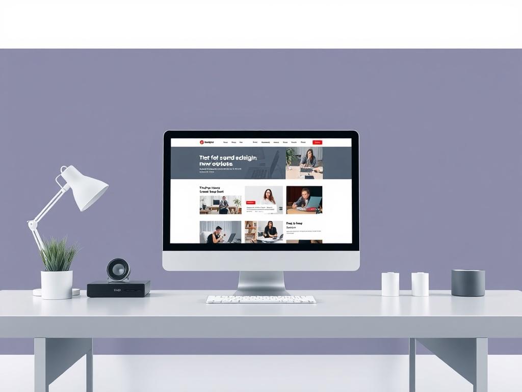 A professional and modern workspace with a single computer displaying