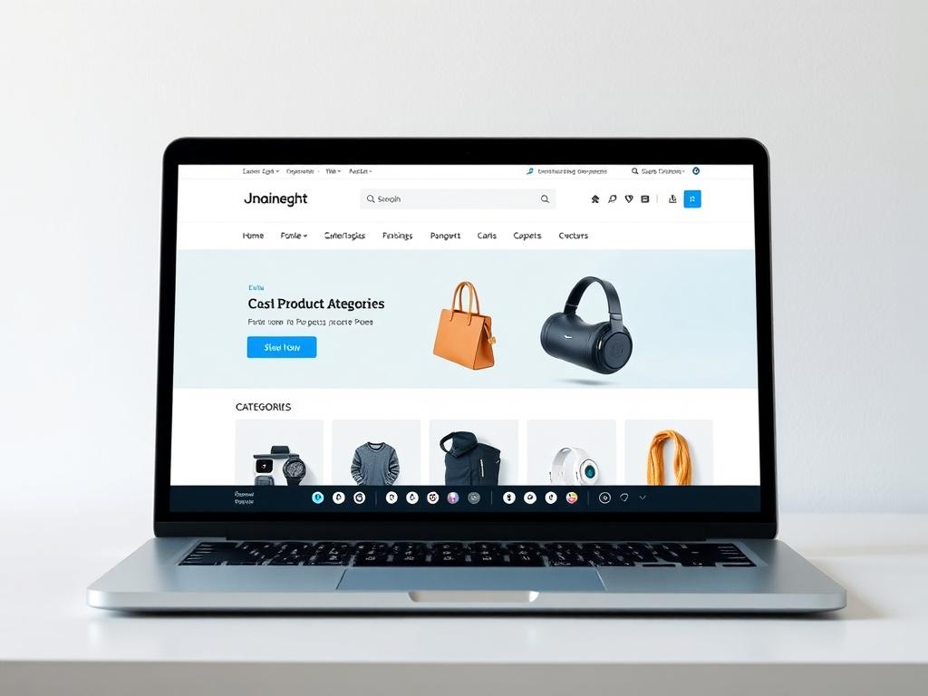 A high resolution image showcasing a sleek e commerce website