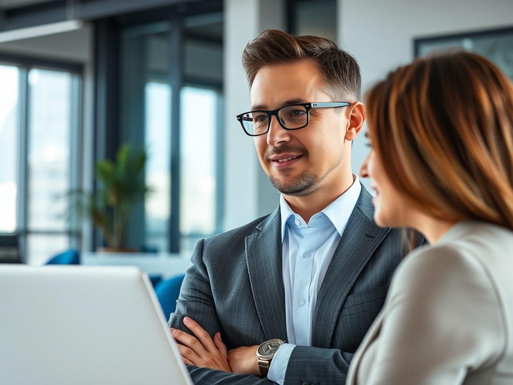 A hyper realistic close up shot of a confident business